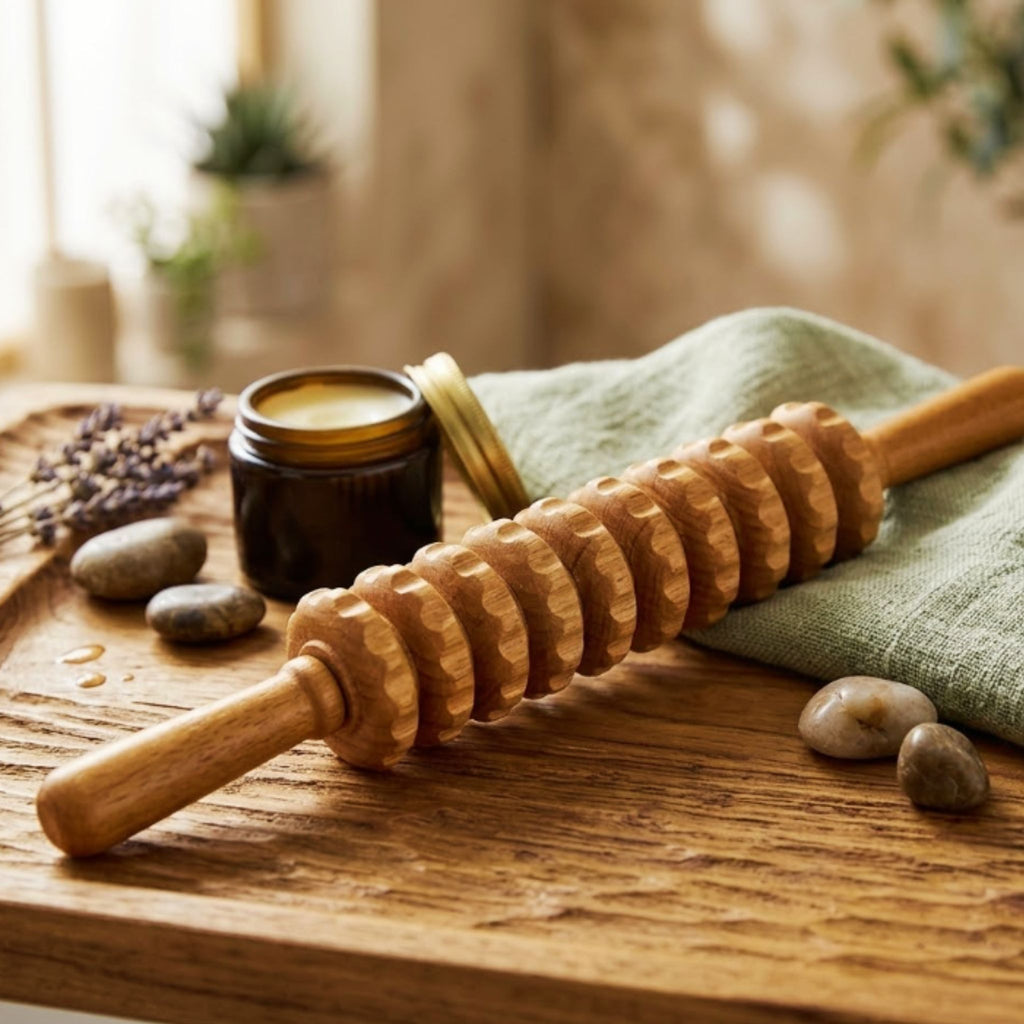 Multi Wheel Wooden Massage Roller